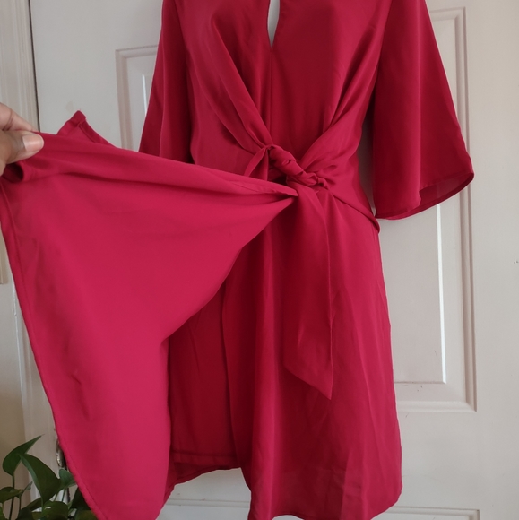 T C E C Red Tie Front Women's Dress. Size L. 🆕 - Picture 6 of 14